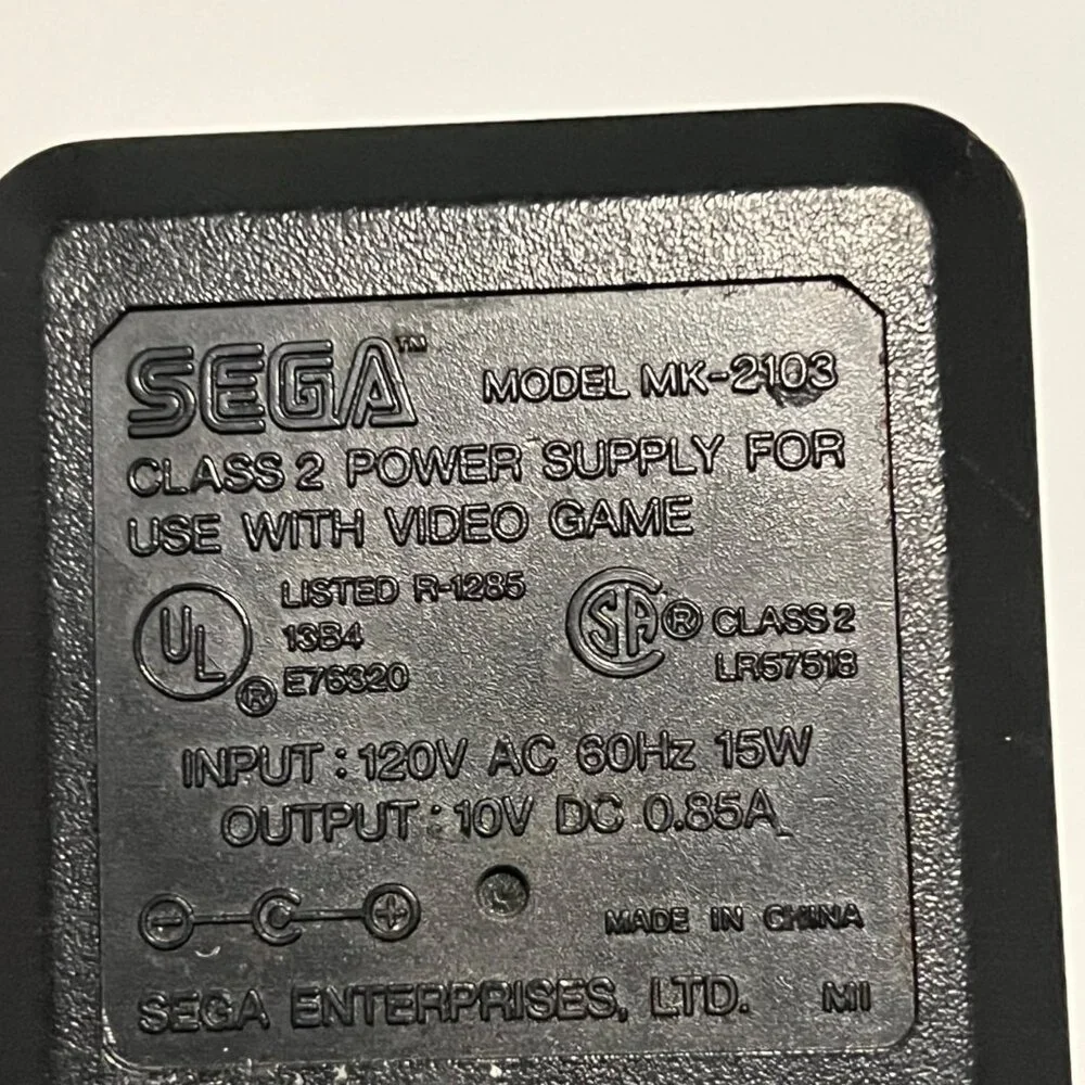 Sega MK-2103 Class 2 Power Supply Adapter 10V DC 0.85A